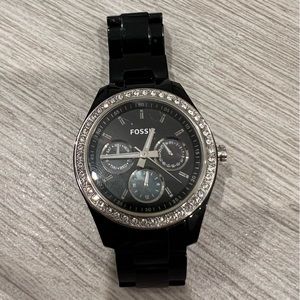 Fossil Black/Rhinestone Watch
